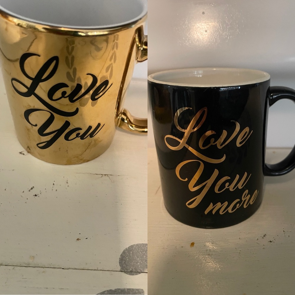 1 Gold Love You Mug & 1 black love you more